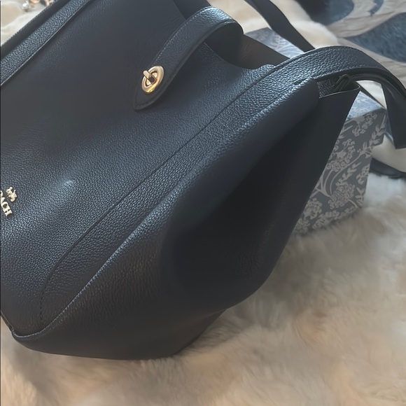 Coach Dark Blue Leather Tote - Picture 3 of 6